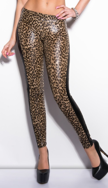 glanzende-leggings in luipaard-look luipaard
